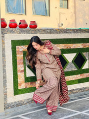 Trending 3 Piece Printed Silk Suit