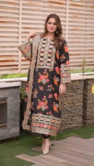 Trending Hira Faisal SILK PRINT BLACK